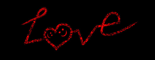 inscription love Valentine black background Love couple background. two smiles