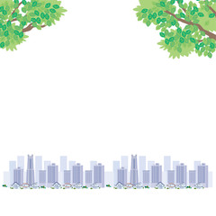 新緑と人々 町並み イラスト デザイン Wall Mural Matsu 新緑と人々 町並み イラスト デザイン Wall Mural Matsu
