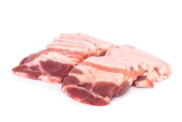 Pig Slide white background.Beef pork belly.With clipping paths.