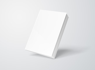Blank hardcover book mockup floating on white 3D rendering
