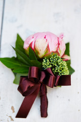 Pink peony flower bouquet 