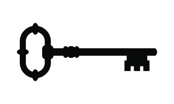 Icon door key. Symbol ancient key isolated on white background. Vector illustration