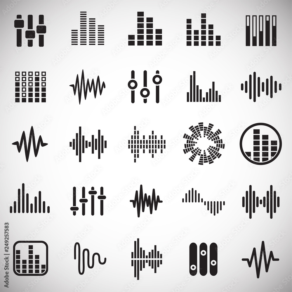 Poster equalizer icons set on white background for graphic and web design, modern simple vector sign. inter