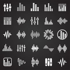Equalizer icons set on black background for graphic and web design, Modern simple vector sign. Internet concept. Trendy symbol for website design web button or mobile app