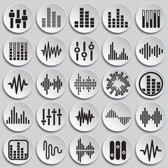 Equalizer icons set on plates background for graphic and web design, Modern simple vector sign. Internet concept. Trendy symbol for website design web button or mobile app