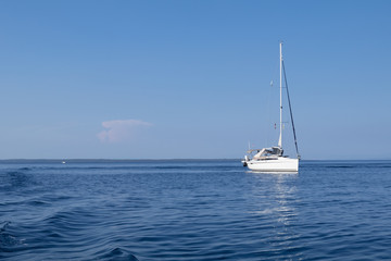 Fototapeta premium luxury big white sailing yachts at the sea 