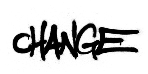 graffiti change word sprayed in black over white © johnjohnson