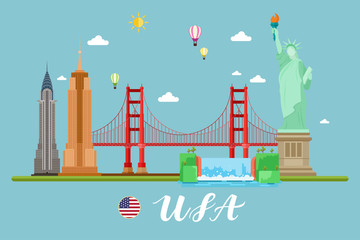 Naklejka premium America Travel Landscape Vector Illuastration