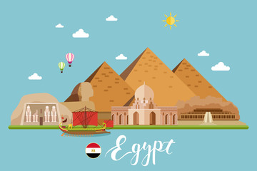 Egypt Travel Landscape Vector Illustration