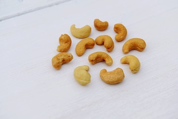 cashew nuts on white background