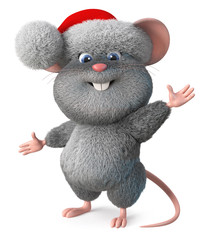 3d illustration funny mouse Santa Claus/3d illustration Christmas mouse wishes you a happy New year