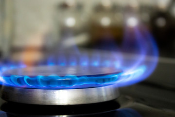 gas stove blue fire burner methane kitchen household gas