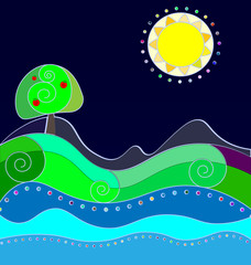 abstract color image of the night and fields