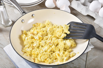 Fresh cooked scrambld eggs