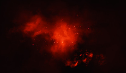 Perftect fire particles embers on background . Smoke fog misty texture overlays