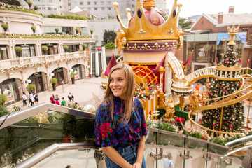 Beautiful woman posing in Hong Kong city