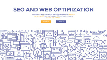 SEO AND WEB OPTIMIZATION BANNER CONCEPT