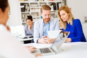 Obraz premium Group of business people working as team in office