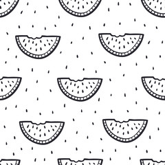 Seamless Doodle Background with watermelon