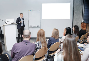 businessman conducts training for the business team