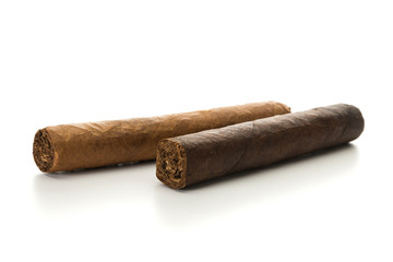 Strong and mild cigars isolated