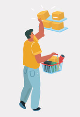 Man with Shopping market basket