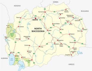 north macedonia road and national park vector map