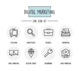 DIGITAL MARKETING LINE ICON SET