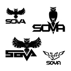 Logo set template Owl. Corporate branding identity, vector logotype icon isolated. EPS 10