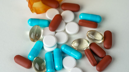 Several Types of Pills Close Up