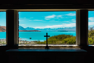 The Church of the Good Shepherd, Lake Tekapo, New Zealand, Good Shepherd Church from inside at lake tekapo great religion at lake tekapo
