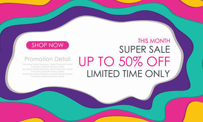 Super Sale Banner Template Discount Up To 50%. Poster Design Template. Vector Illustration