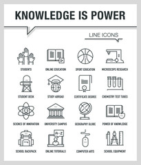 KNOWLEDGE IS POWER LINE ICONS