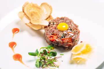 Tartar dish in the restaurant