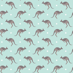 Kangaroo seamless pattern. Vector background.