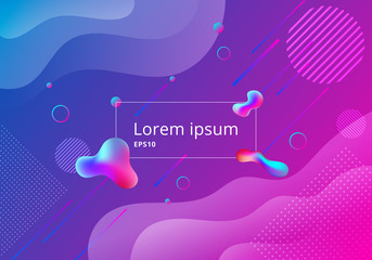 Fluid style gradient geometric shapes composition vibrant color background. Liquid color dynamic shape design