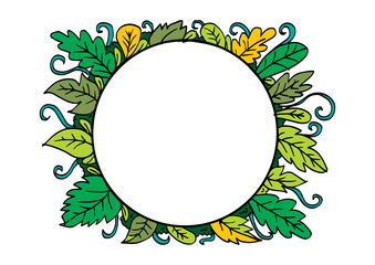 Hand drawn rounded floral frame.