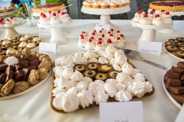 Delicious wedding reception candy bar dessert table