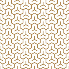 Seamless pattern based on Japanese ornament Kumiko.Golden color.