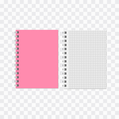 Blank realistic notebook. Diary notepad, paper page and notebook