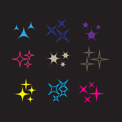 Fototapeta premium Sparkles icon set. Star element. Sparkle lights vector