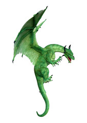 3D Rendering Fairy Tale Dragon on White
