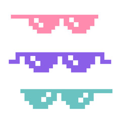 Obraz premium Funny pixelated sunglasses. 8bit style sunglasses vector icon