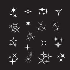 Sparkle lights stars set. Bright firework, decoration twinkle, shiny flash