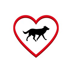 Dog with heart icon or sign