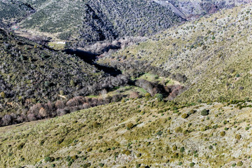 Meandros del Lozoya desde los riscos de Patones en la Sierra Norte. Guadalajara. España. Europa.