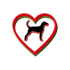 Dog with heart icon or sign