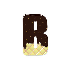 wafer letter B with current chocolate icing