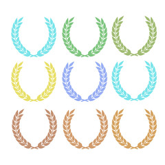 Vector laurel wreaths for heraldry antiquity award. Vector medal and award icons set