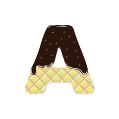 wafer letter A with the current chocolate glaze